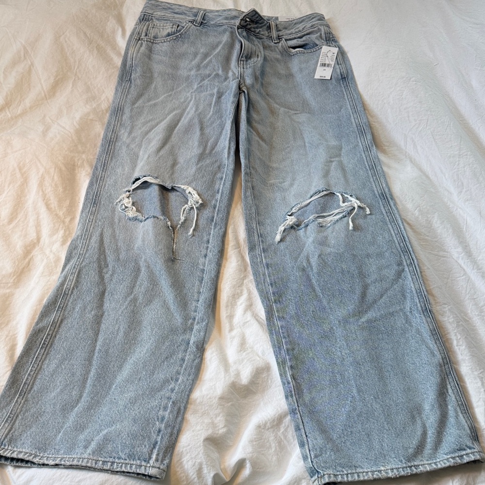 PacSun Light Blue Distressed Straight Leg Jeans